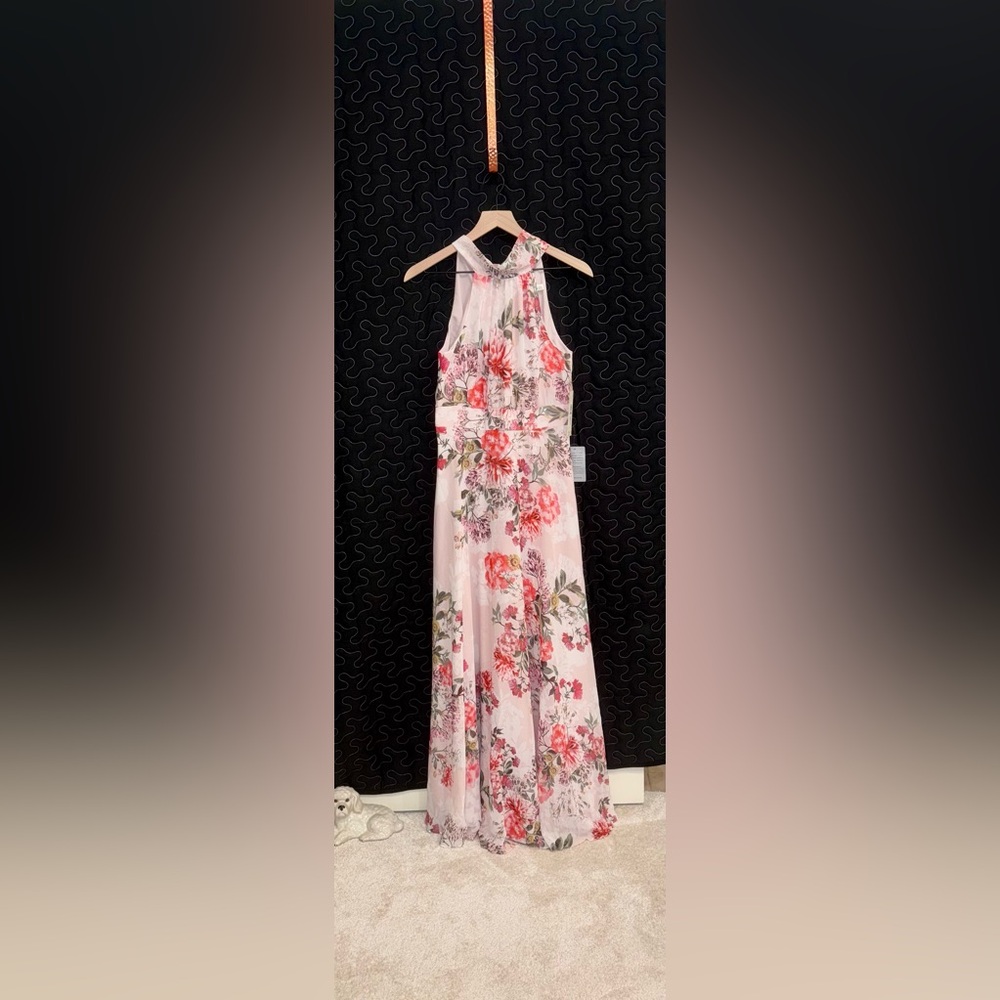 Elija J floral halter lined maxi dress